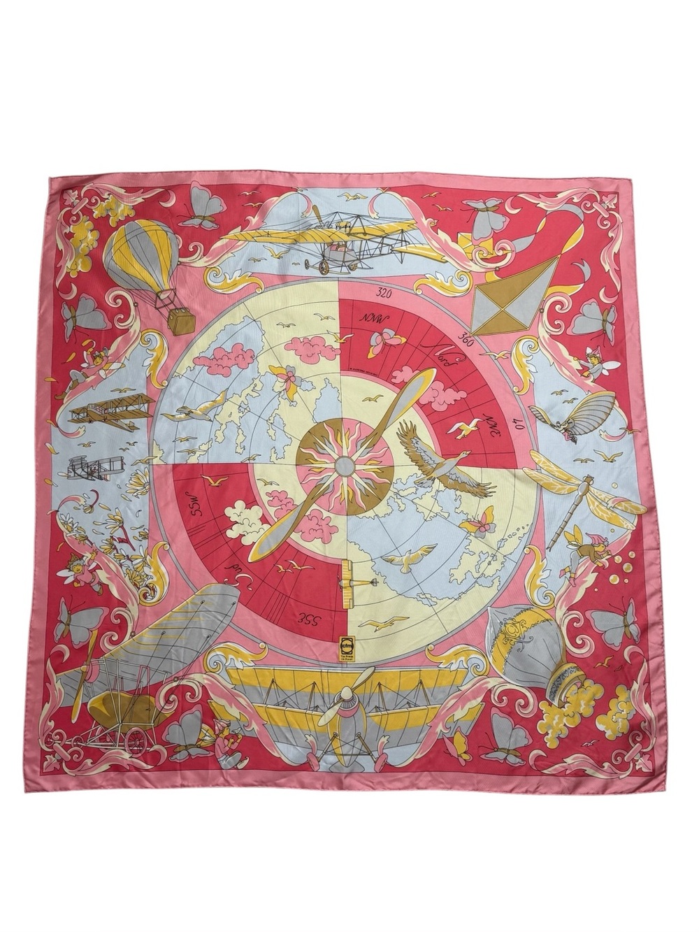 Vintage Projectif Silk Scarf Commemorative CFM Power of Flight Aviation History